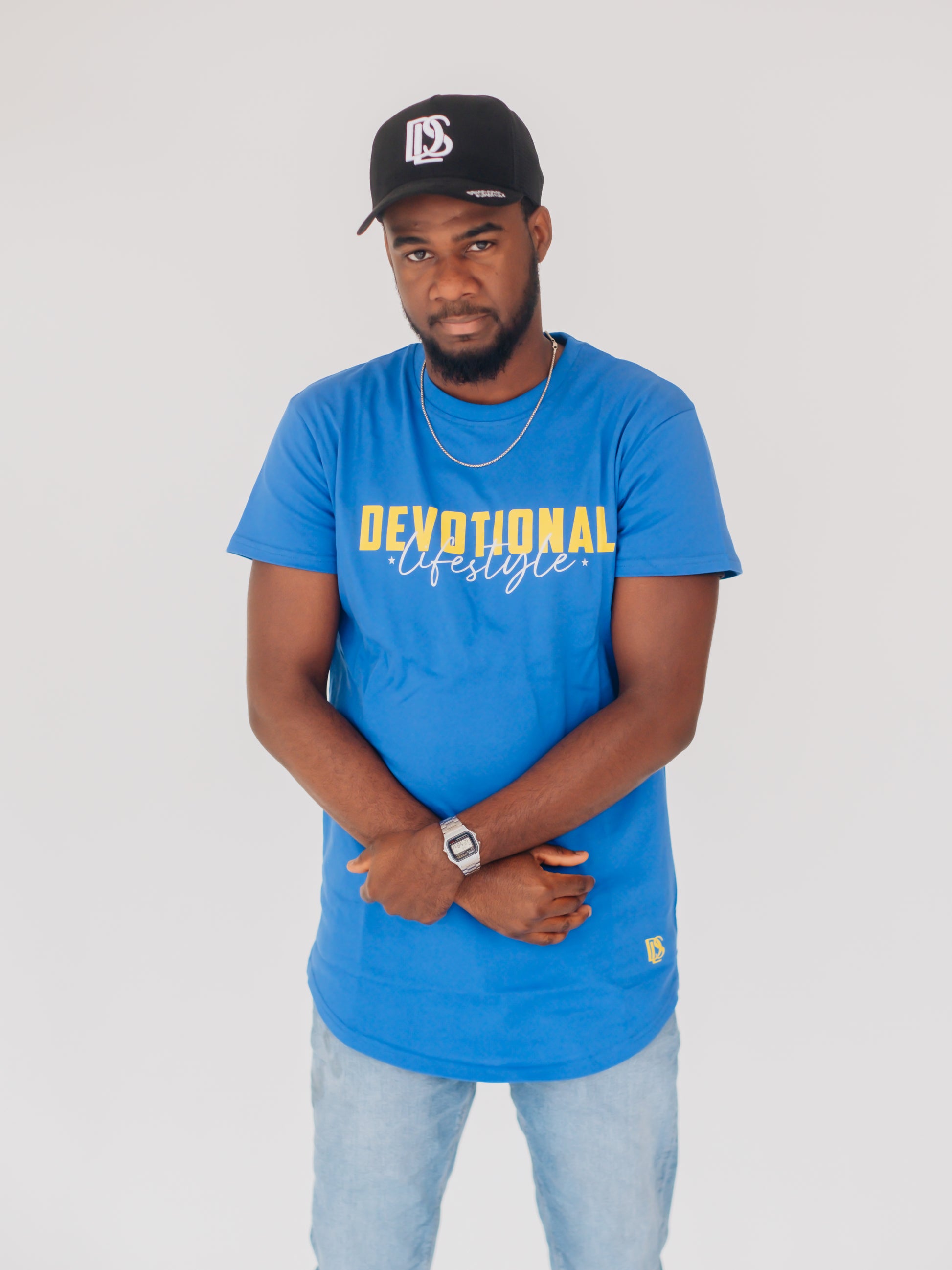 Devotional Lifestyle Royal Blue Curved  Hem T-shirt Devotional Lifestyle