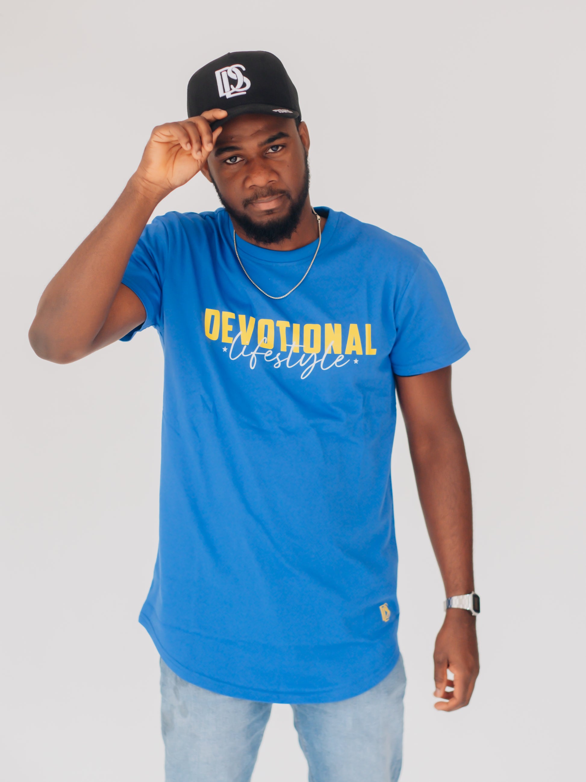 Devotional Lifestyle Royal Blue Curved  Hem T-shirt Devotional Lifestyle