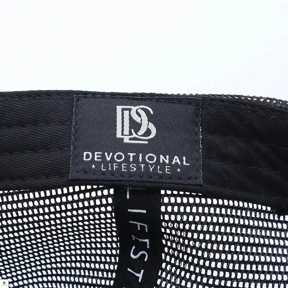 Devotional Lifestyle Black Trucker Hat Suede Mesh