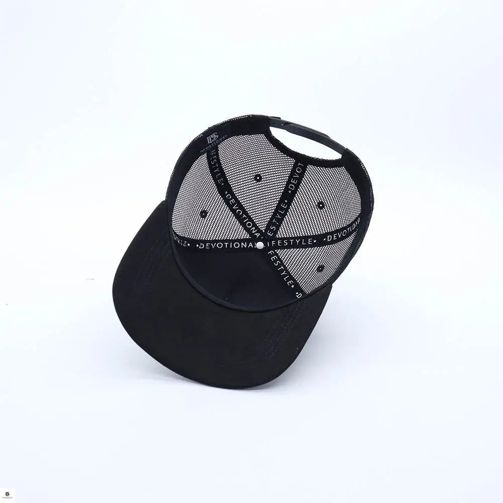 Devotional Lifestyle Black Trucker Hat Suede Mesh