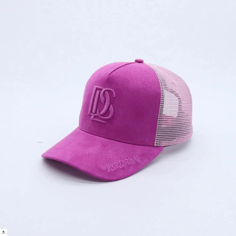 Devotional Lifestyle Pink Trucker Hat Suede Mesh