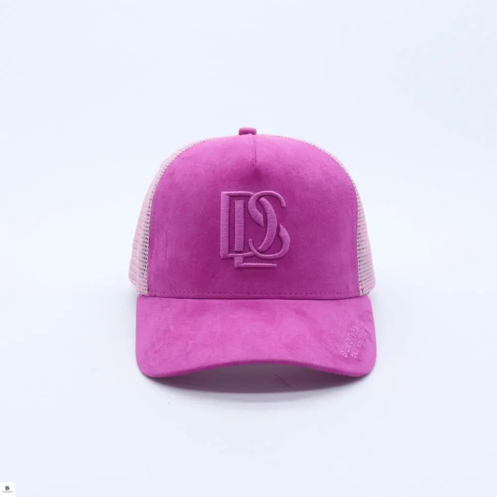 Devotional Lifestyle Pink Trucker Hat Suede Mesh