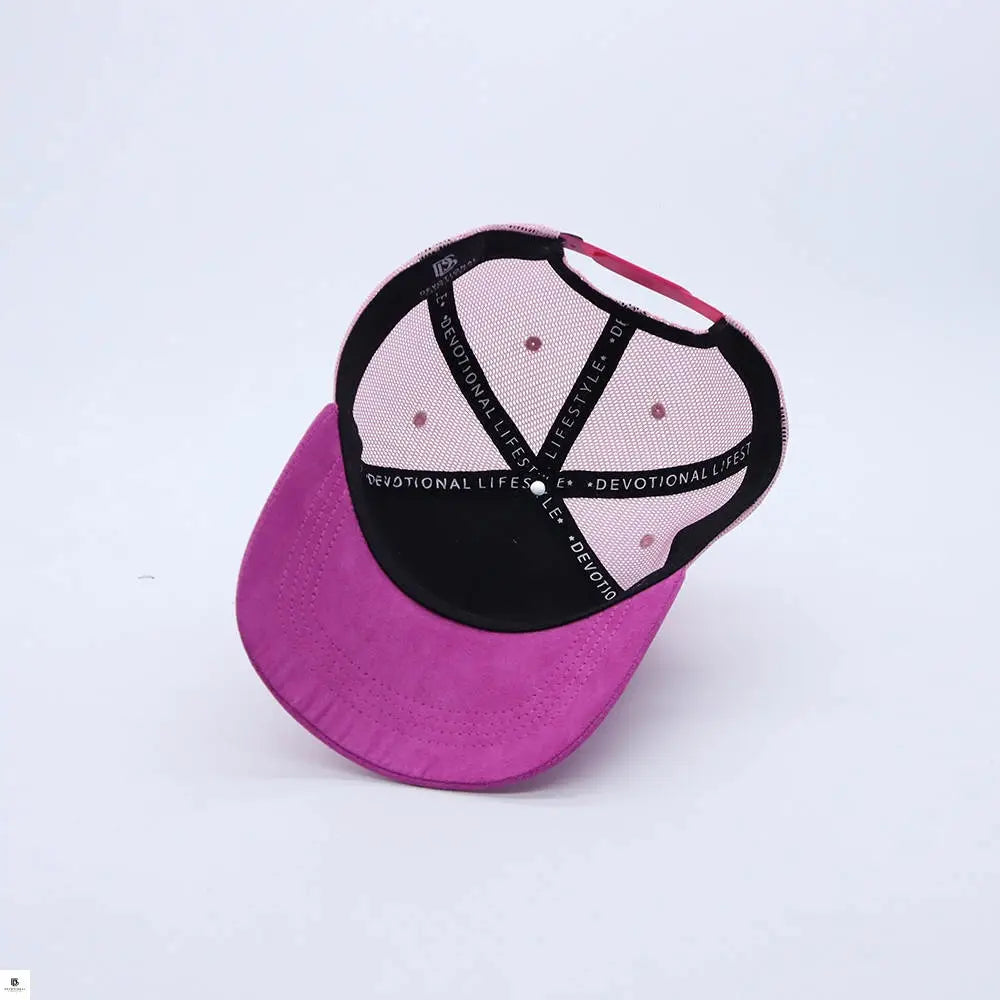 Devotional Lifestyle Pink Trucker Hat Suede Mesh