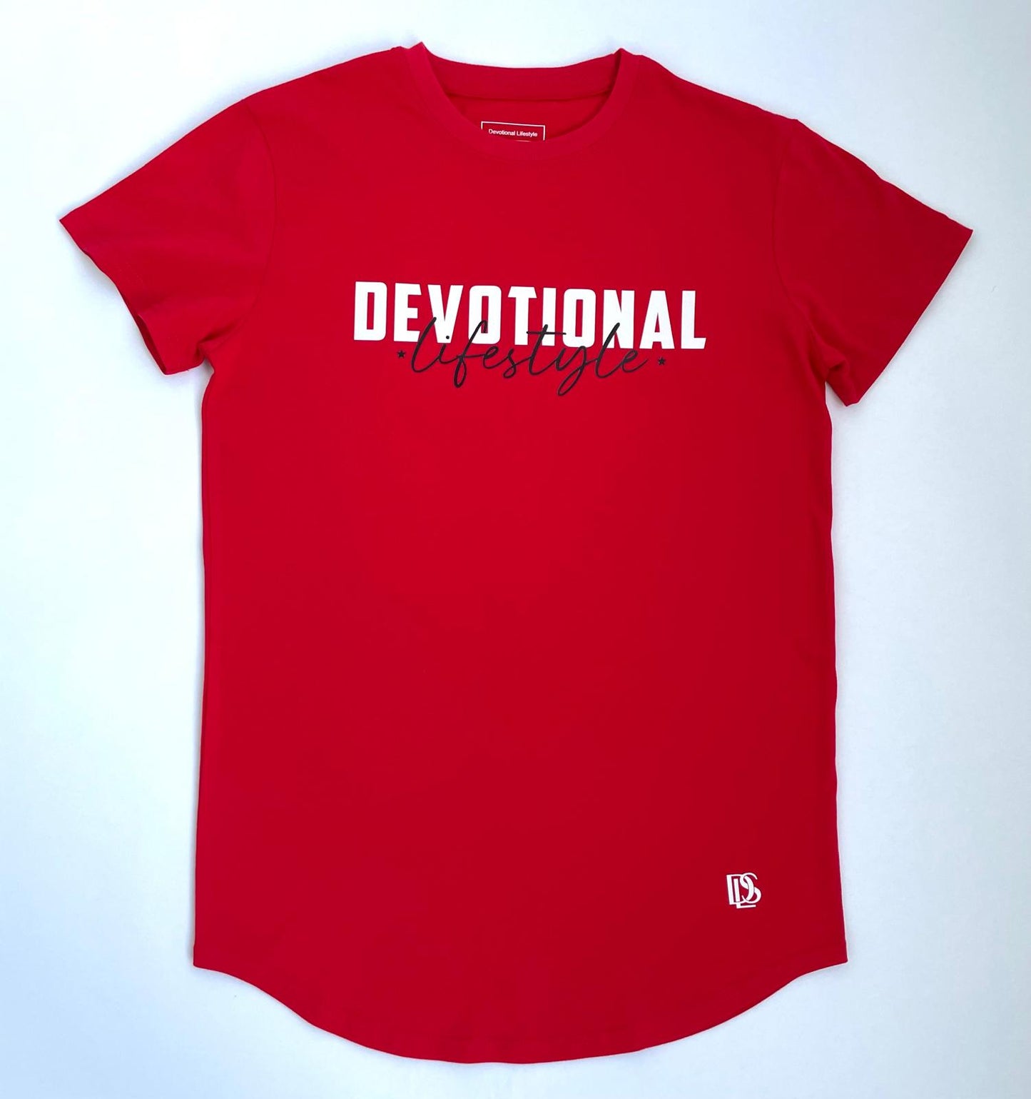 Devotional  Lifestyle  Red Curved  Hem T-shirt Devotional Lifestyle